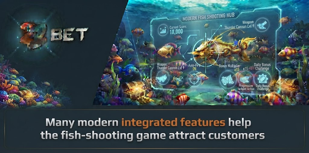 Many modern integrated features help the fish-shooting game attract customers