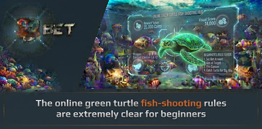 The online green turtle fish-shooting rules are extremely clear for beginners